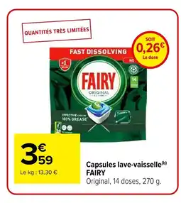 Carrefour FAIRY Capsules lave-vaisselle offre