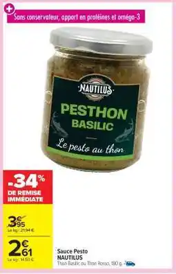 Carrefour Market Sauce Pesto NAUTILUS offre