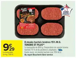 Carrefour Market 8 steaks hachés tendres 15% M.G. TENDRE ET PLUS offre
