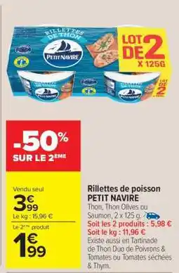 Carrefour Market Rillettes de Poisson 'Petit Navire' offre