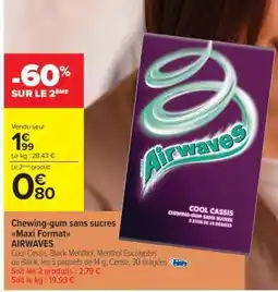 Carrefour Market Chewing-gum sans sucres Maxi Format AIRWAVES offre