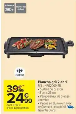 Carrefour Market Plancha Gril 2 en 1 offre