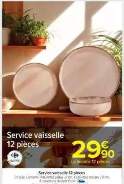 Carrefour Market Service vaisselle 12 pièces offre