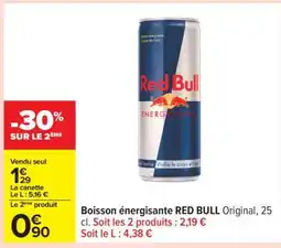 Carrefour Boisson énergisante RED BULL Original, 25 cl offre