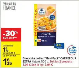 Carrefour Gnocchi à poêler Maxi Pack CARREFOUR EXTRA Nature, 500 g offre
