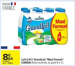 Carrefour Lait U.H.T. GrandLait Maxi Format offre