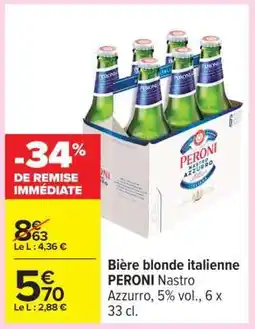 Carrefour Bière blonde italienne PERONI Nastro Azzurro offre