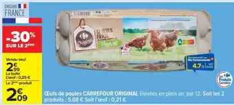 Carrefour Œufs de poules CARREFOUR ORIGINAL offre