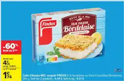 Carrefour Colin d'Alaska MSC surgelé FINDUS offre
