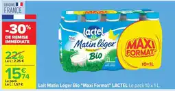 Carrefour Lait Matin Léger Bio Maxi Format LACTEL offre