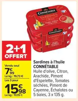 Carrefour Sardines à l'Huile CONNETABLE offre