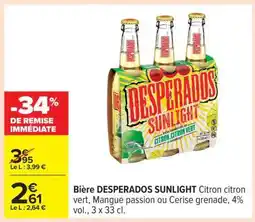 Carrefour Bière DESPERADOS SUNLIGHT offre