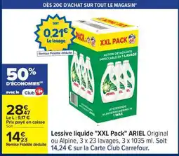 Carrefour Lessive liquide XXL PACK Ariel offre