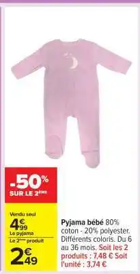 Carrefour Pyjama bébé offre