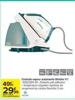 Carrefour Centrale vapeur autonomie illimitée offre