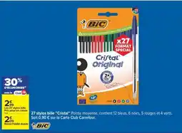 Carrefour 27 STYLOS BILLE CRISTAL offre