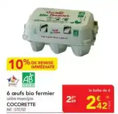 METRO Cocorette - 6 œufs bio fermier offre