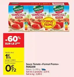 Carrefour Drive Panzani - sauce tomate offre
