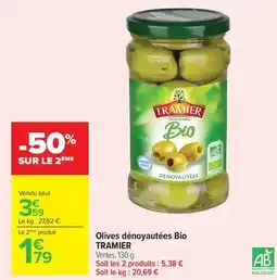 Carrefour Drive Tramier - olives dénoyautées bio offre