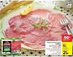 Carrefour Drive Charal - carpaccio de boeuf basilli offre