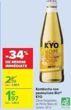Carrefour Drive Kombucha non pasteurisée bio offre