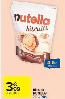 Carrefour Drive Nutella - biscuits offre