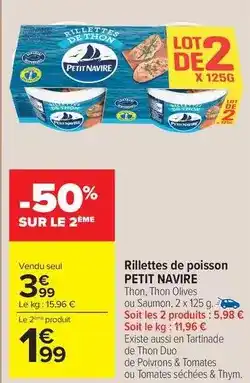 Carrefour Drive Petit navire - rillettes de poisson offre