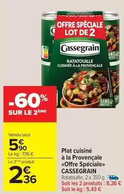 Carrefour Drive Cassegrain - plat cuisiné à la provençale offre spéciale offre