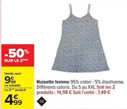 Carrefour Drive Tex - nuisette femme offre