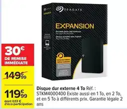 Carrefour Drive Seagate - disque dur externe 4 to réf. : stkm4000400 existe aussi en 1 to, en 2 to offre
