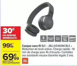 Carrefour Drive Jbl - casque sans fil réf. : live460ncblk offre