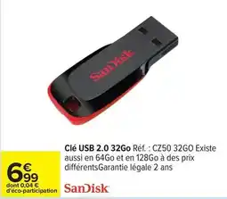 Carrefour Drive Sandisk - clé usb 2.0 32go réf.: cz50 32go existe offre