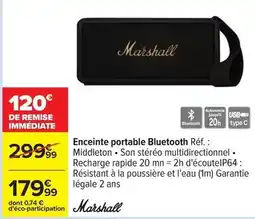 Carrefour Drive Marshall - enceinte portable bluetooth réf. : recharge râpée offre
