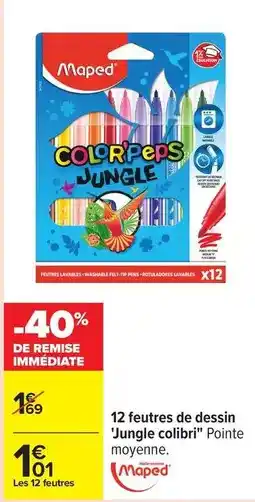 Carrefour Drive Maped - 12 feutres de dessin jungle colibrin pointe moyenne offre