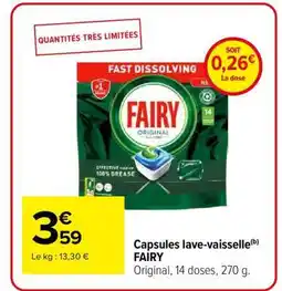 Carrefour Market Capsules Lave-vaisselle FAIRY offre