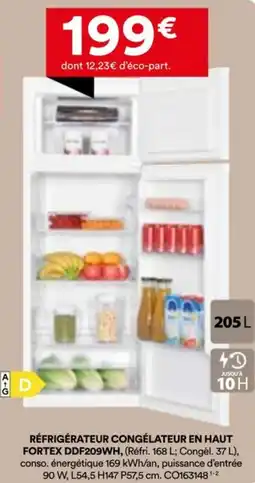 BUT Réfrigérateur congélateur en haut fortex DDF209WH offre