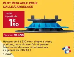 Gedimat Plot réglable pour dalle/carrelage offre