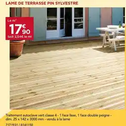 Gedimat Lame de terrasse pin sylvestre offre
