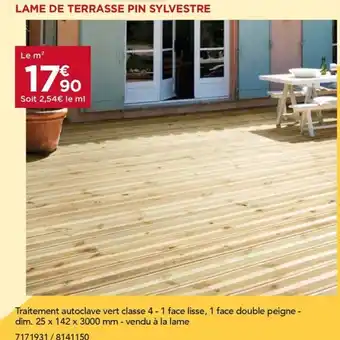 Gedimat Lame de terrasse pin sylvestre offre
