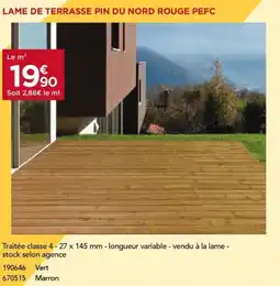 Gedimat Lame de terrasse pin du nord rouge pefc offre