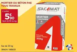 Gedimat SACAMAT Mortier ou béton pae tous travaux offre