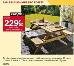 Gedimat Table pique-nique pro forest offre