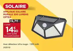 Gedimat Applique solaire murale 300 lumens optex offre