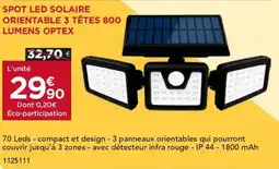 Gedimat Spot led solaire orientable 3 têtes 800 lumens optex offre