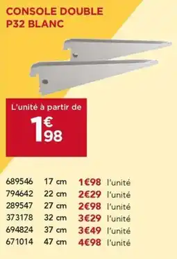 Gedimat Console double p32 blanc offre