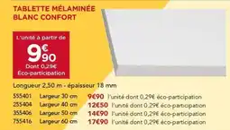 Gedimat Tablette mélaminée blanc confort offre