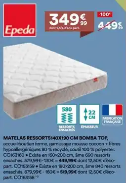 BUT Matelas ressorts bomba top offre