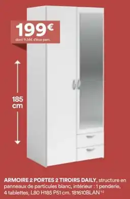 BUT Armoire 2 portes 2 tiroirs daily offre