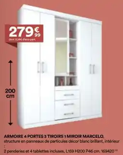 BUT Armoire 4 portes 3 tiroirs 1 miroir marcelo offre