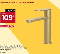 Gedimat Mitigeur lavabo iris or brossé offre